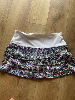 Lucky in Love White Waist Floral Tiered Mini Skirt